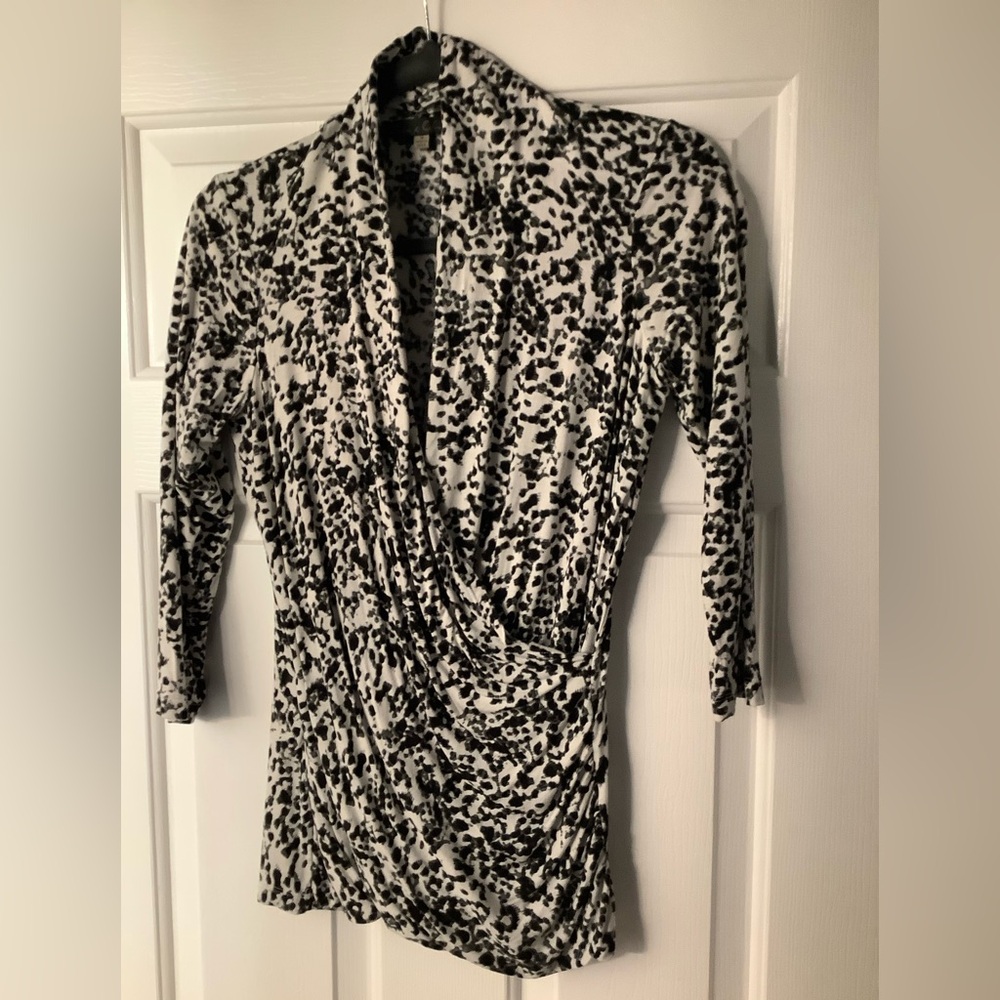 Rose & Olive Black and White Animal Print Blouse